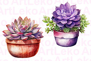 Succulents Watercolour Clipart, a Decorative Illustration by LekoArt (Thumbnail 6 of 10)