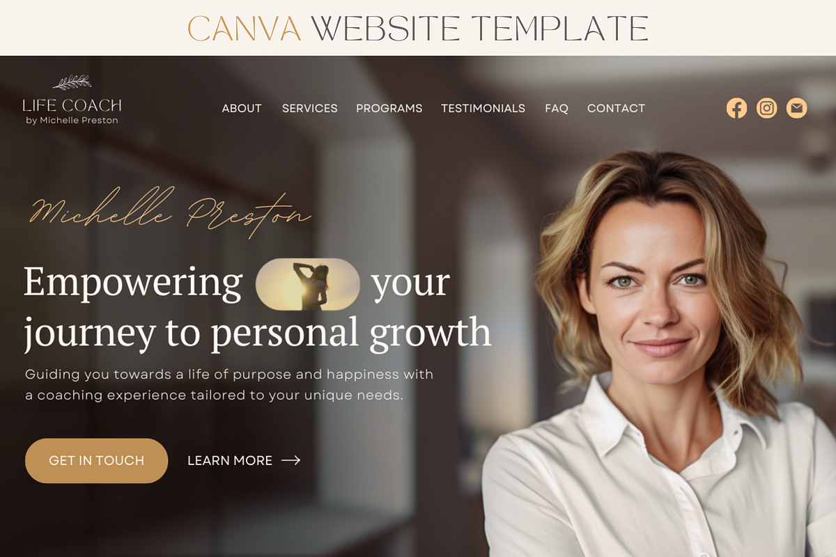 Life Coach Website Template Canva, a Landing Page Template by vectorocean (Photo 1 of 11)
