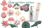 Pink and gold lotus & water lilly, a Work Illustration by Mrs.Swan_Design (Thumbnail 2 of 6)