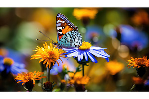 pollinator butterfly on wild flower, an Animal Photo by pikepicture