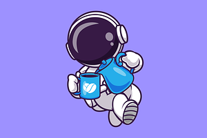 Cute Astronaut Drink Coffee In Space, a Technology Illustration by Catalyst Labs