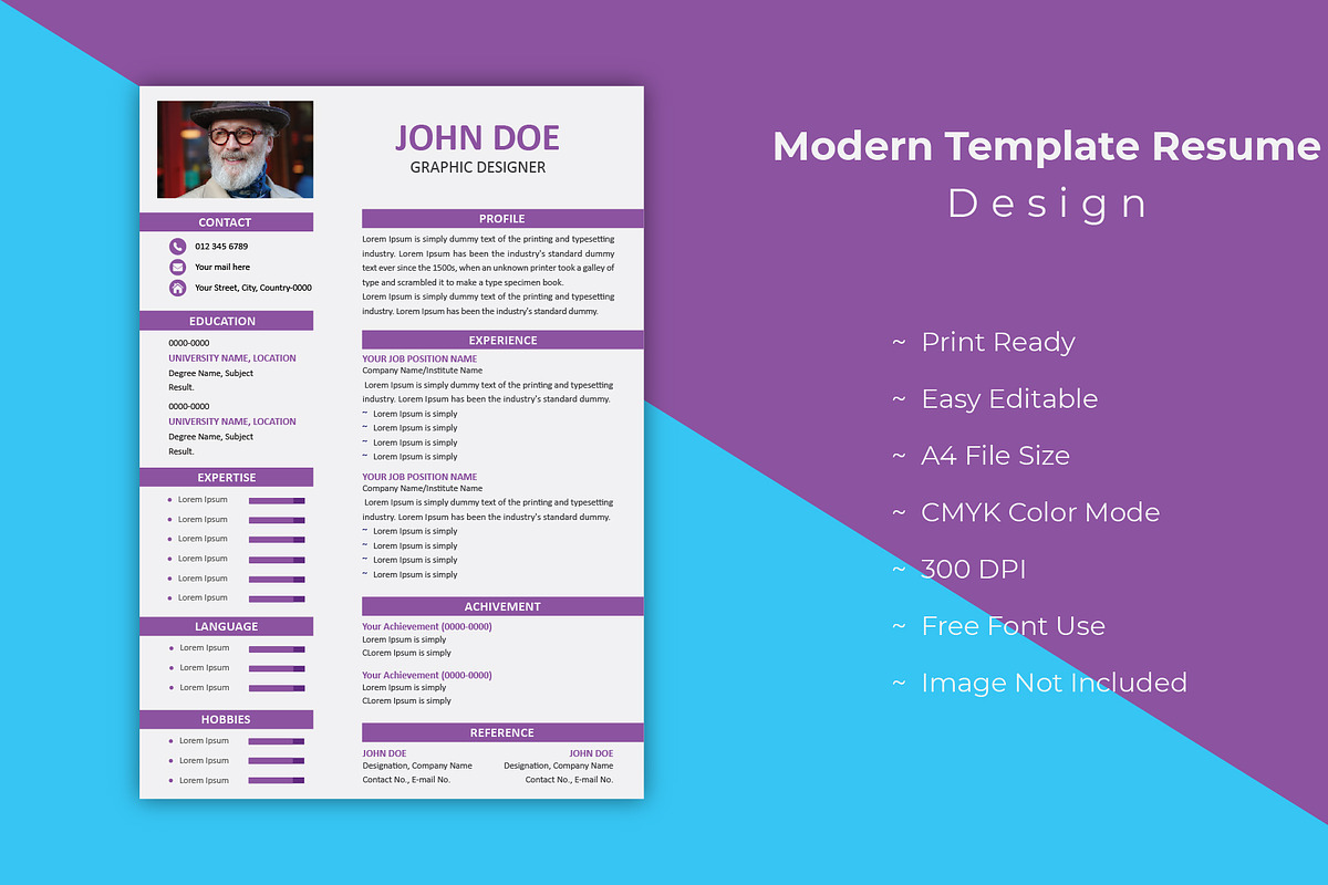 Modern & Minimal Resume Template, a Print Template by Annudesign (Photo 5 of 8)
