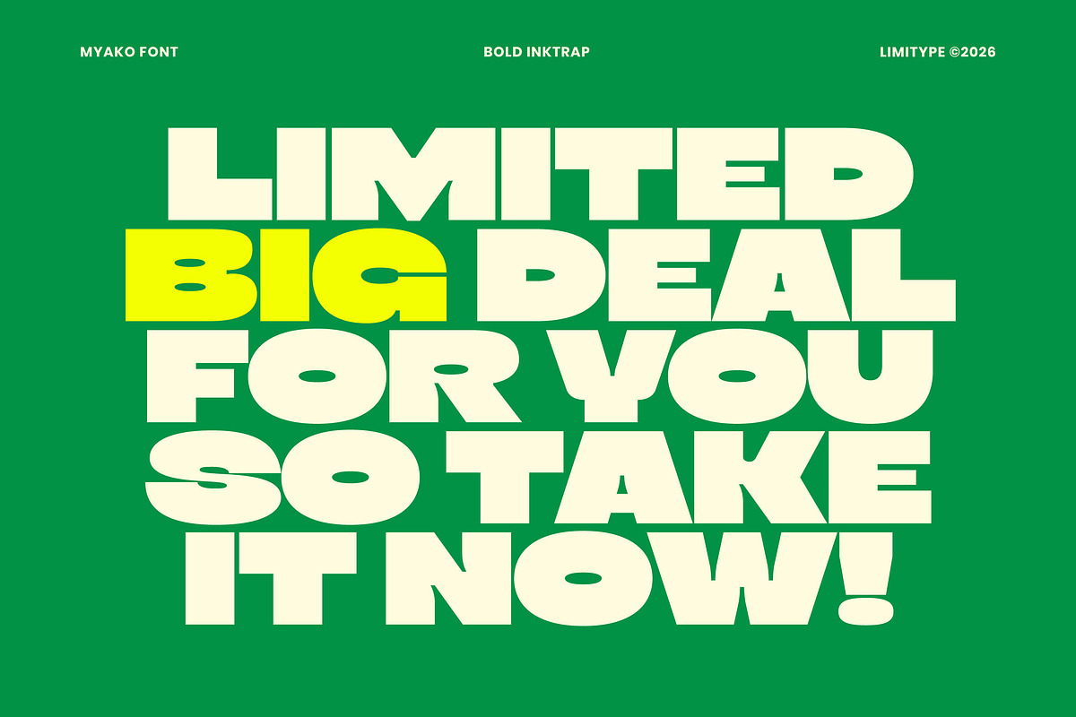 Myako - Bold Inktrap Font, a Sans Serif Font by limitype (Photo 4 of 12)