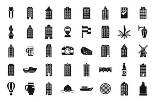 Amsterdam Icons Set Simple Vector