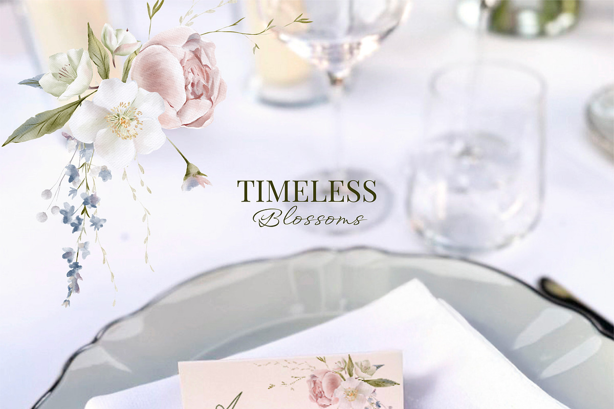 Timeless Blossoms_Watercolor Clipart, an Object Graphic by NikiArts (Photo 6 of 12)