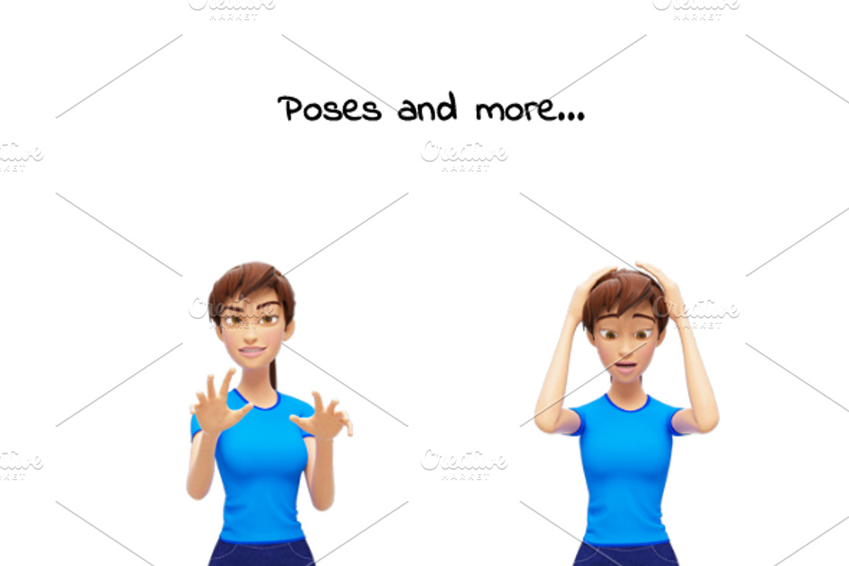 Jenny Cartoon 3D Character Promo Set, a Person Illustration by Oleg Ribar (Photo 3 of 26)