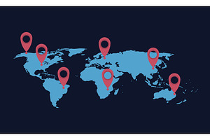 planet earth with pins, an Illustration by studiogstock