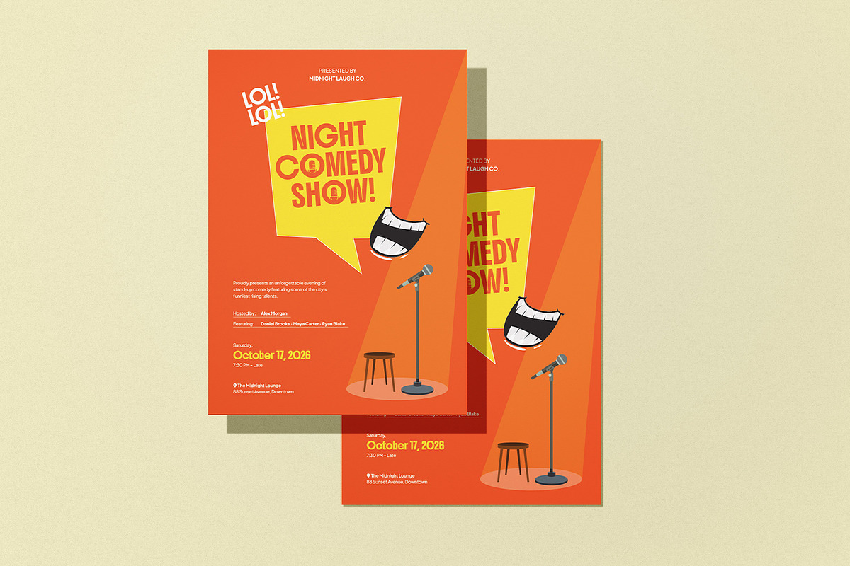 Night Comedy Show - Flyer, a Flyer Template by VUNIRA (Photo 2 of 3)