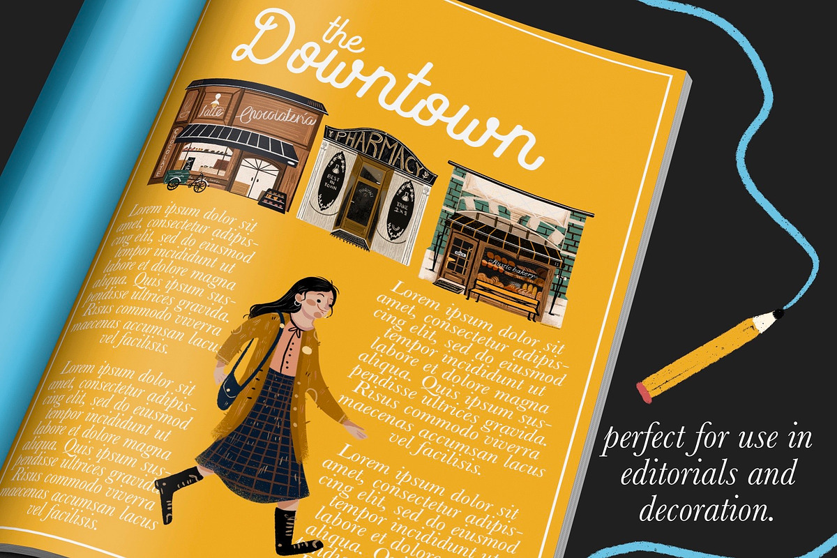 The Downtown vintage stores clip art, an Illustration by Cocoa studio by Eliza M (Photo 6 of 6)
