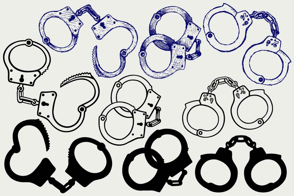 Metal handcuffs SVG, an Outline Icon by LineworkStock
