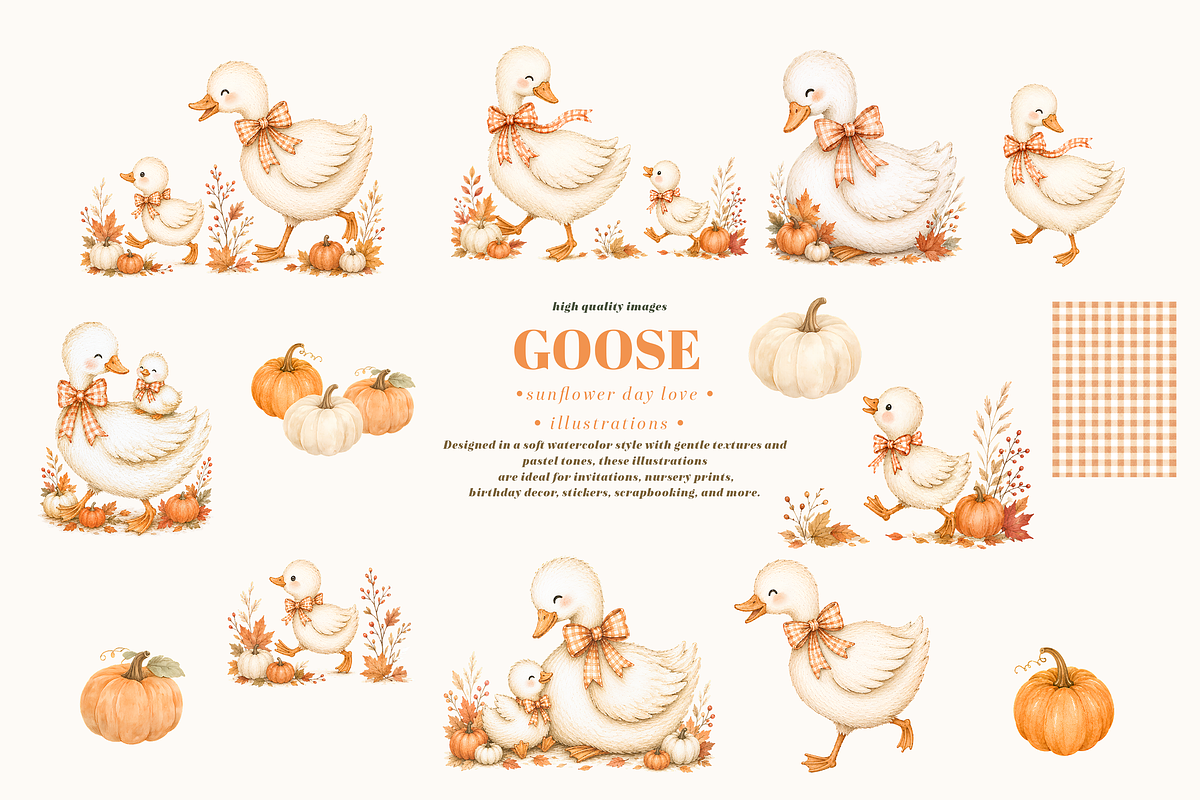 Fall Autumn Goose Pumpkin Clipart, an Animal Illustration by Sunflower Day Love (Photo 3 of 4)