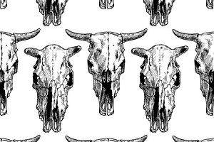 Cow And Bull Skull Set