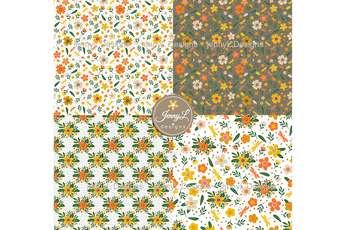 Summer Floral SEAMLESS Digital Paper, a Pattern Graphic by JennyL Designs (Photo 3 of 5)