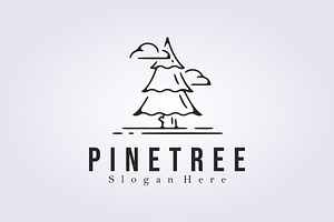line art evergreen pine tree logo, a Branding & Logo Template by Lodzrov
