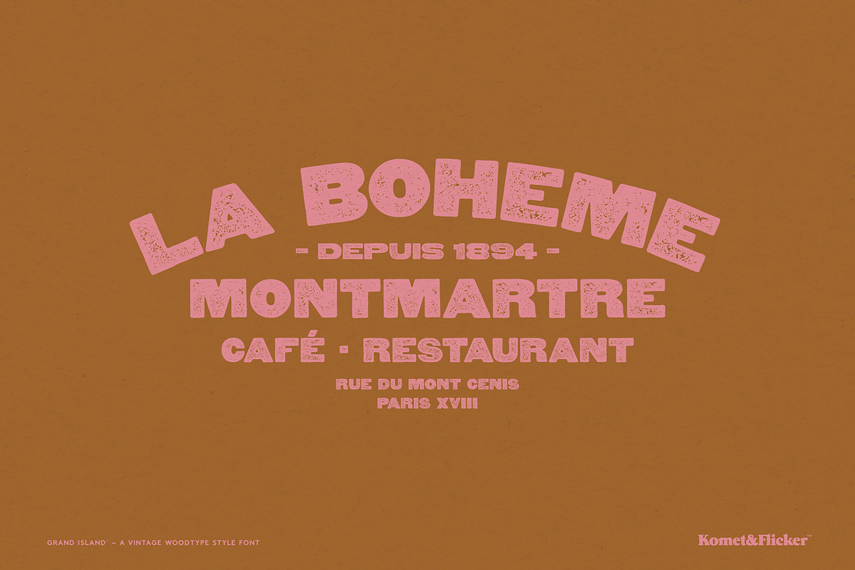 Grand Island - A Woodtype Font, a Sans Serif Font by Komet & Flicker (Photo 4 of 15)