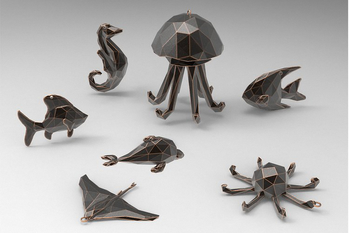 7 Nautical Charm 3D Model Set, an Animal 3D Model by Kseniya-Omega (Photo 1 of 17)
