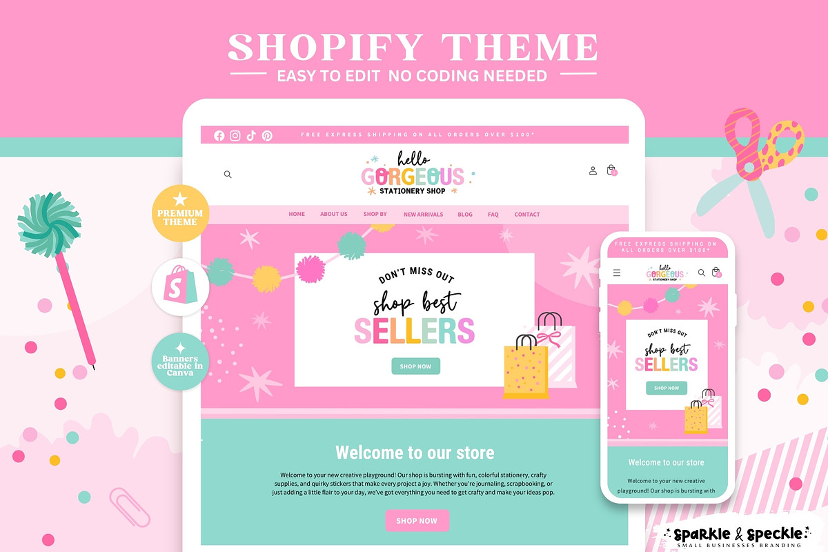Playful Craft Shopify Theme, a Shopify Template by Sparkle & Speckle (Photo 1 of 10)