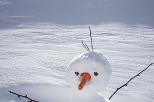 Snowman In The Snow During Winter