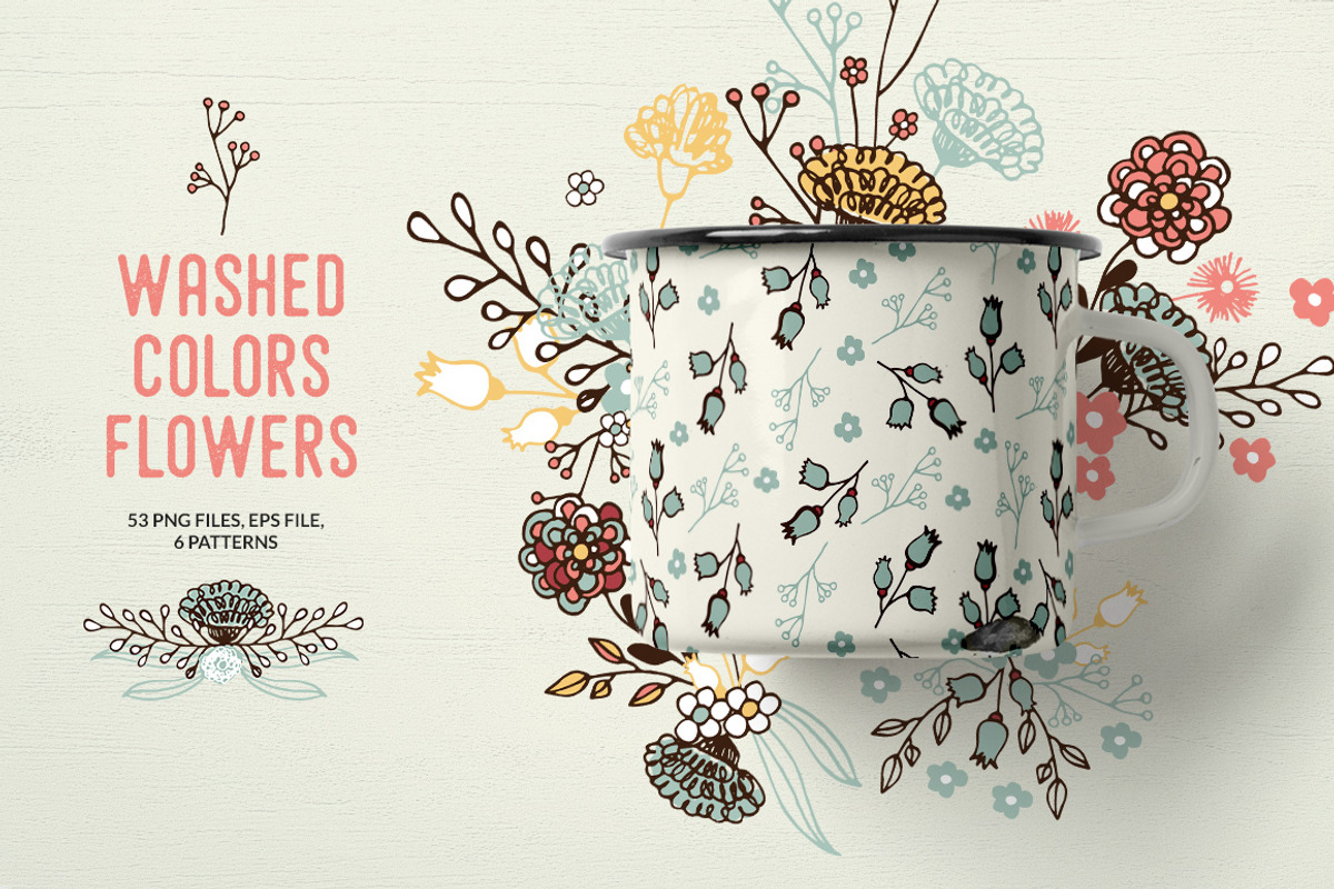 Washed Colors Flowers, a Decorative Illustration by Bloomart Studio (Photo 1 of 5)