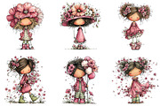 Whimsical Girl Flower Spring Clipart, an Illustration by CraftArtStudio (Thumbnail 4 of 6)