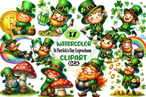 St Patrick's Day Leprechaun Clipart, an Illustration by DreamCafeArt