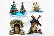 Watercolor Winter Scenes Cliparts, a Seasonal Illustration by ThatsDesignArt (Thumbnail 14 of 17)