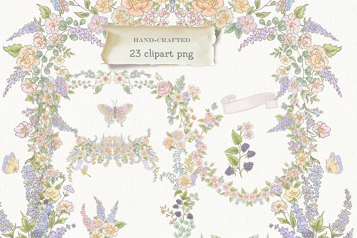 Summer Garden Wedding Set, a Decorative Illustration by AlenaVlasko stock Market (Photo 1 of 10)