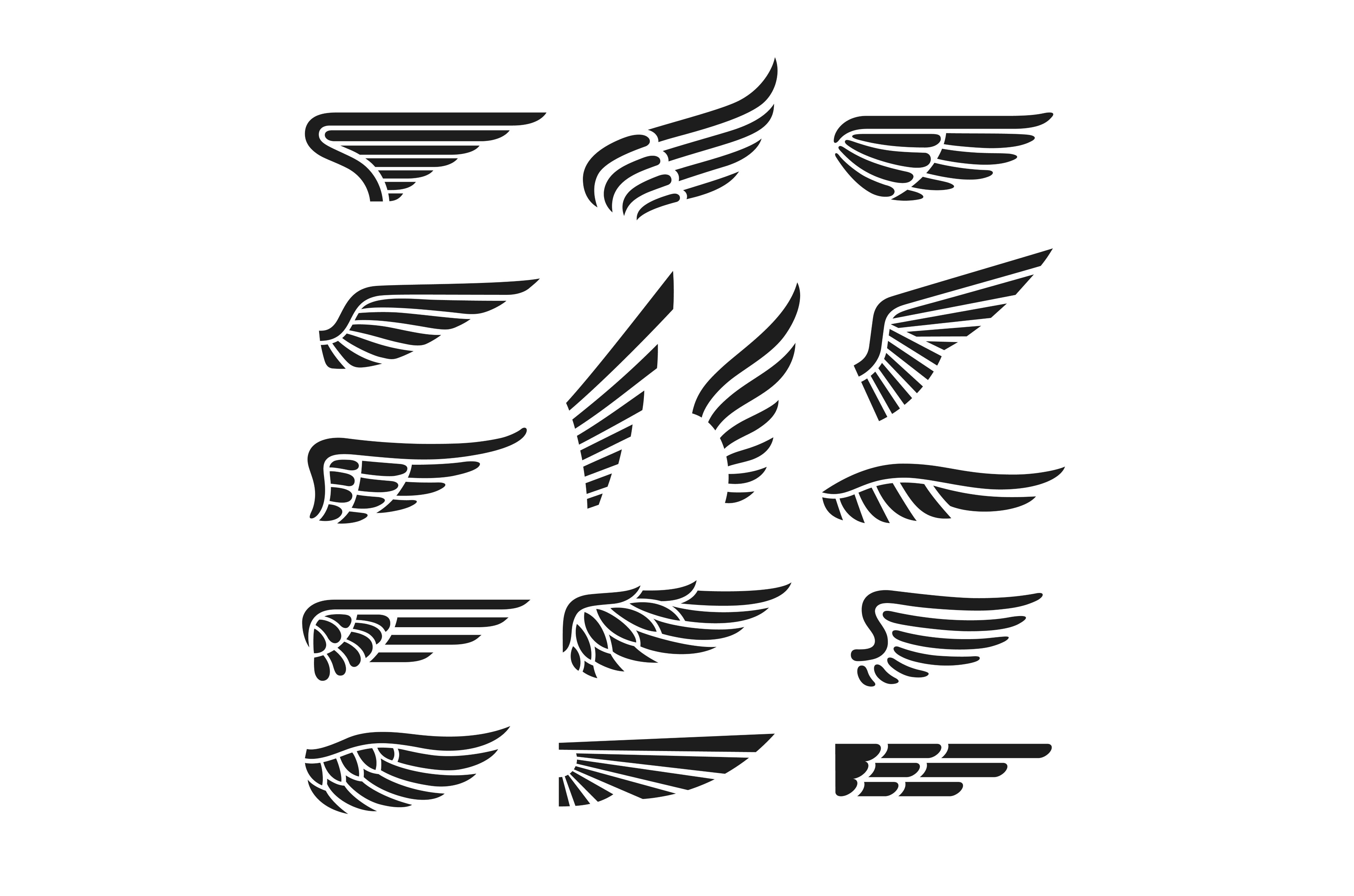 Isolated Wings Icons Vintage Wing by Ladadikart  Creative Market