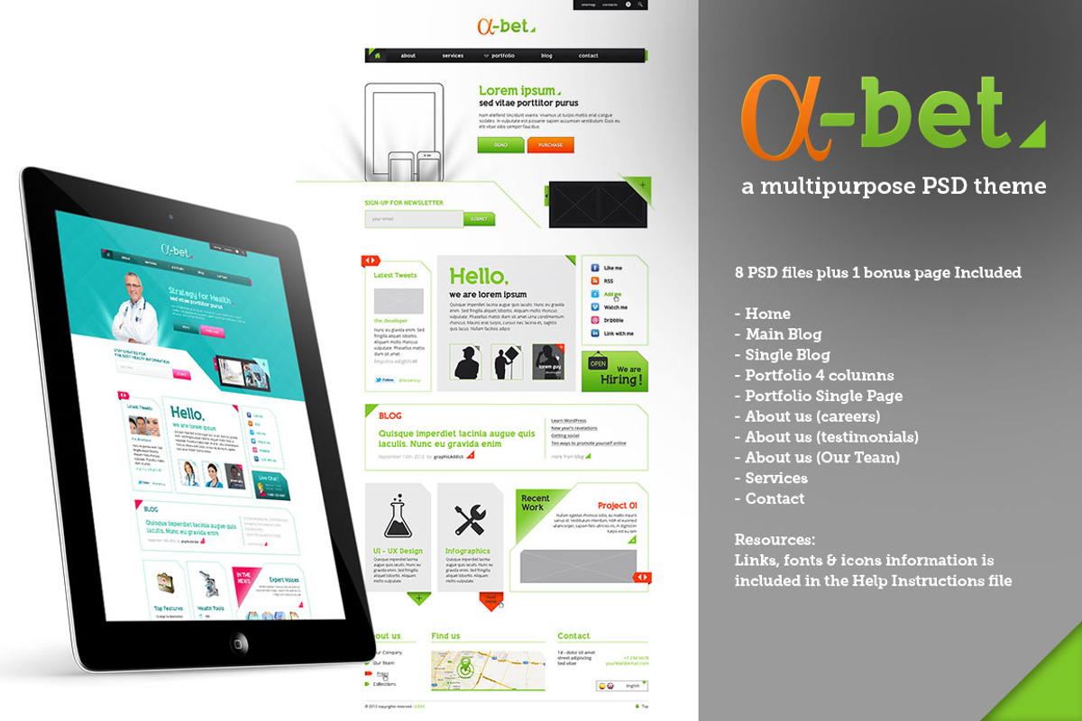 Alphabet - a multipurpose PSD theme, a Websites & App Template by kampkode (Photo 1 of 4)