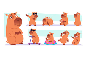 Capybara. Funny mascot capybara in, an Animal Illustration by Onyx