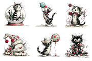 Whimsical Christmas Cats Clipart, an Illustration by CreationArt (Thumbnail 5 of 5)