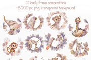 Cute Boho Safari Animals Watercolor, an Illustration by Shabbypie (Thumbnail 6 of 9)