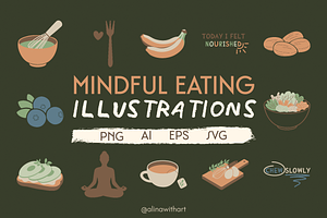 Mindful Eating Illustrations, a Food Illustration by alinawithart