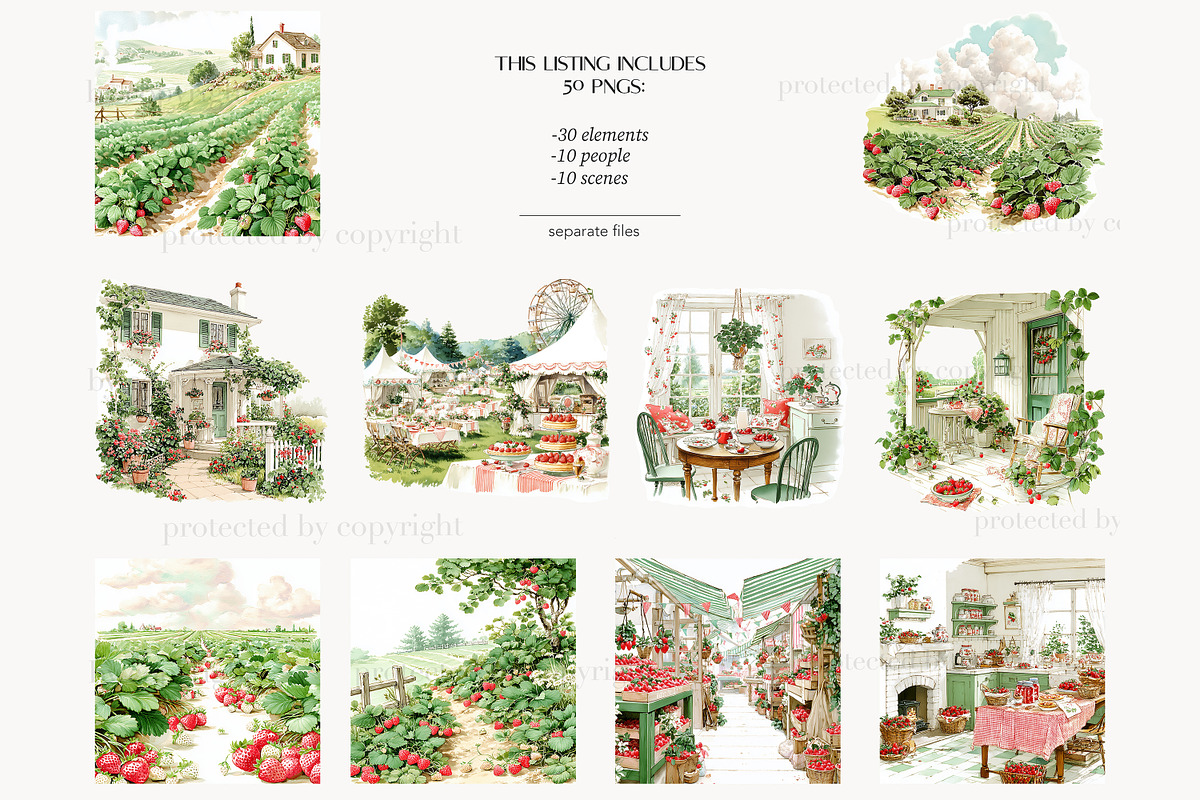 Strawberry Clipart PNG Images, a Seasonal Illustration by GlamArtZhanna (Photo 5 of 8)