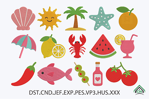 Coastal Summer Embroidery Design, a Solid Icon by Craft Nest