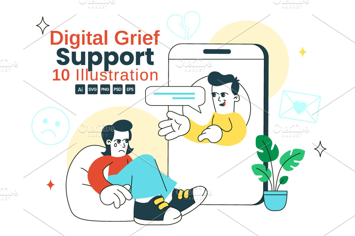 10 Digital Grief Support, a Person Illustration by denayunebgt (Photo 1 of 4)