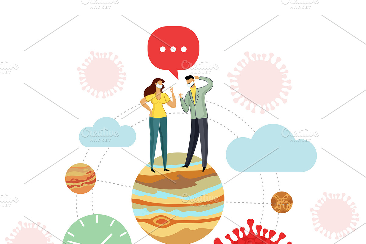 two medical scientists and a bottle, a Healthcare Illustration by Handy Trendy