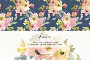 Watercolor Blush And Lemon Florals