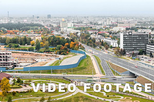 Crossroad In The City Of Minsk. Autumn, Timelapse Shot