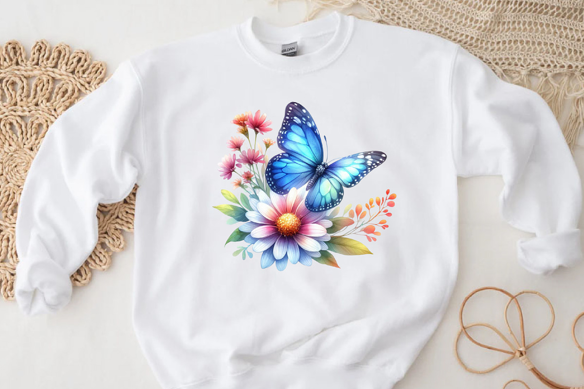 Butterfly Flowers Sublimation Clipar, an Illustration by Designworld (Photo 2 of 5)