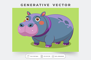 A cute, cartoon hippo character disp, a Graphic by Iftikhar Alam