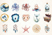 Sea Ocean Boho Clipart, an Illustration by DreamCafeArt (Thumbnail 3 of 5)