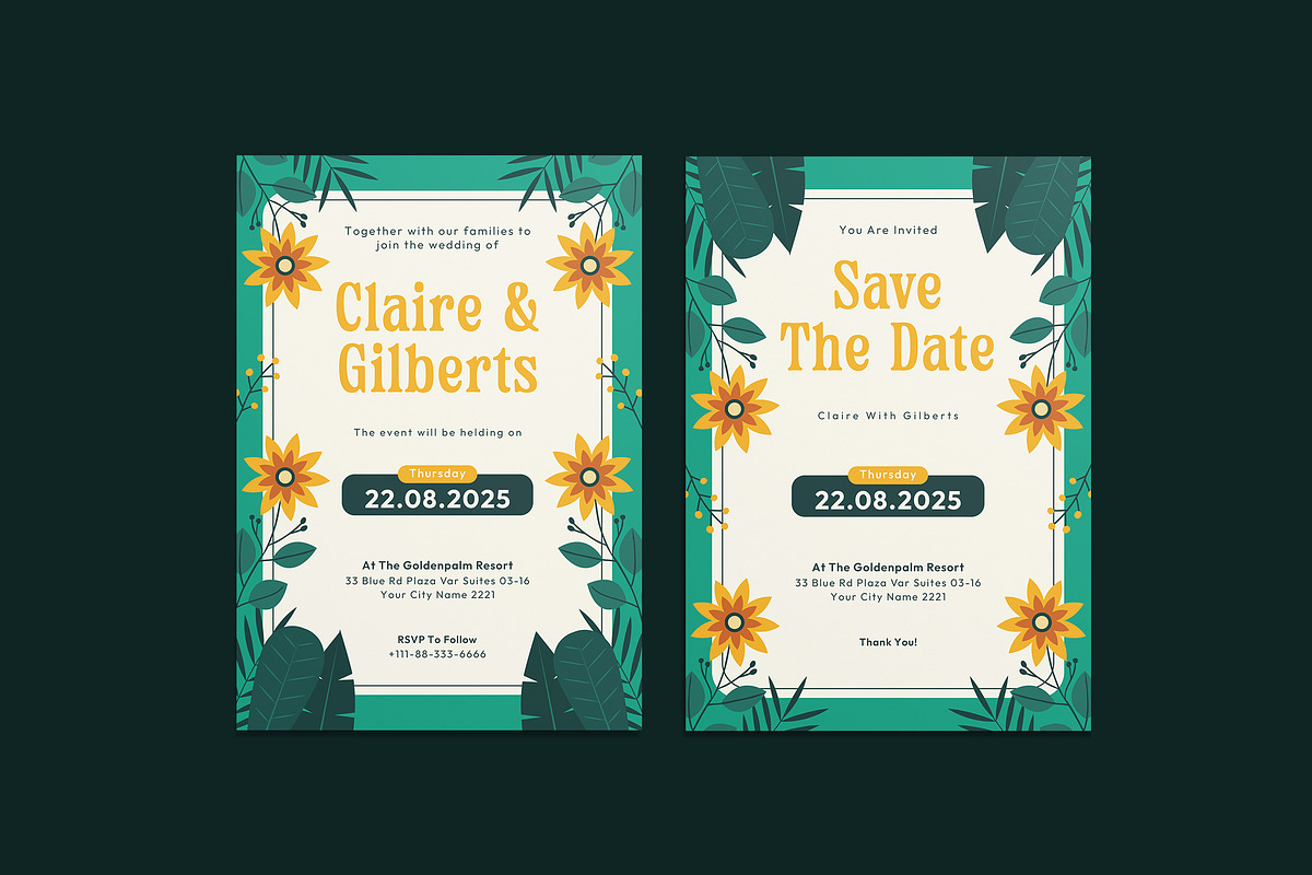 Road Green Floral Wedding Invitation, an Invitation Template by iDoodle Studio (Photo 1 of 4)
