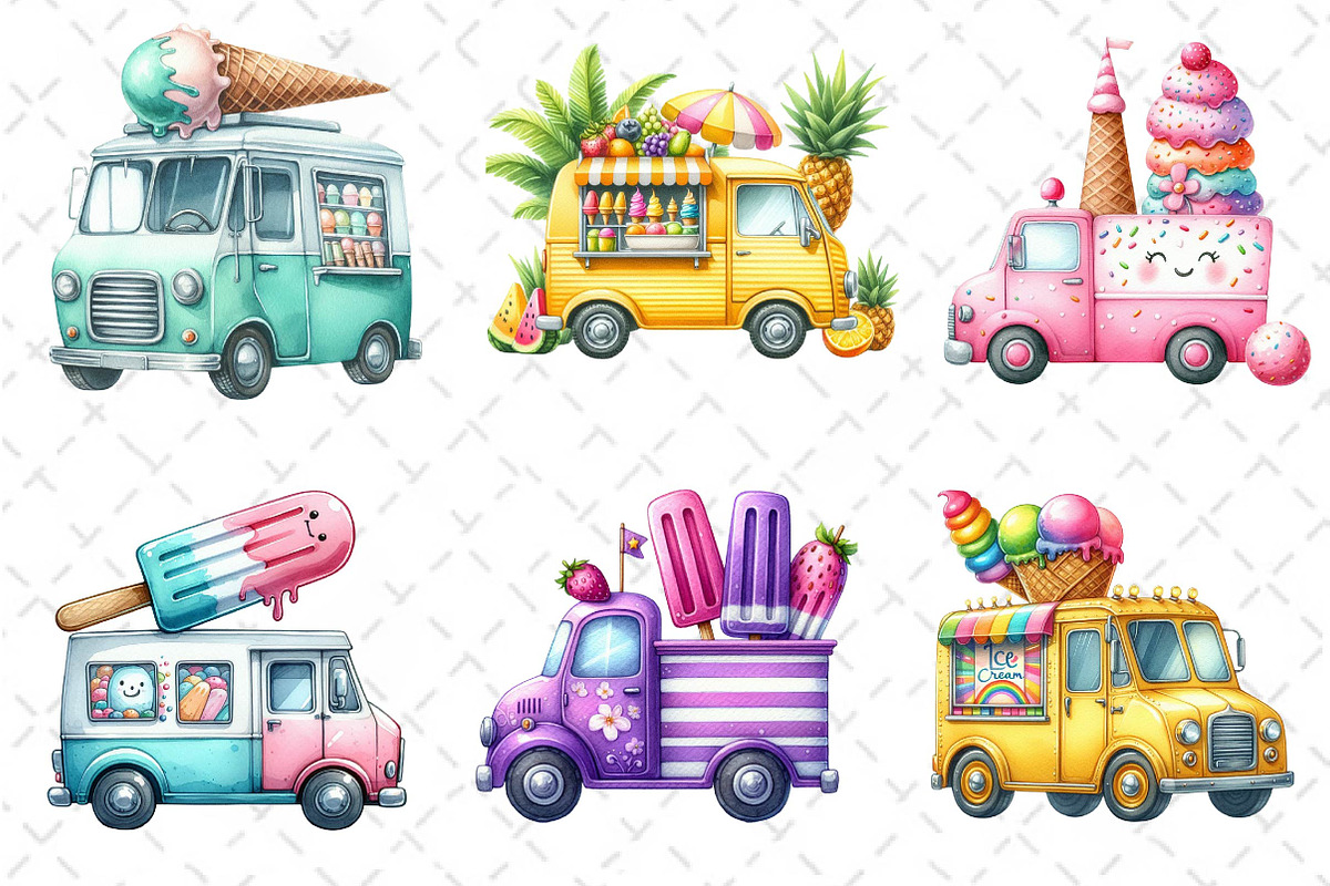 Summer Ice Cream Truck Clipart, an Illustration by Dream Creation (Photo 3 of 6)