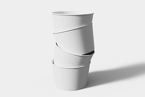 3d Stack Of Ice Cream Cup Mockup