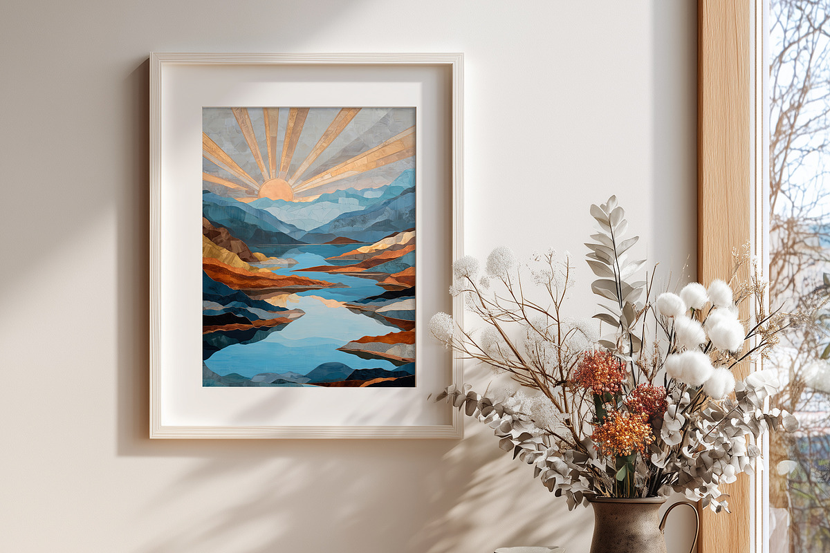 Abstract Mountain Lake Illustration, a Decorative Illustration by Housui Patterns (Photo 7 of 12)