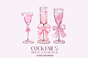 Pink cocktails hand drawing, a Food Illustration by Julia Bogdan (Thumbnail 4 of 6)
