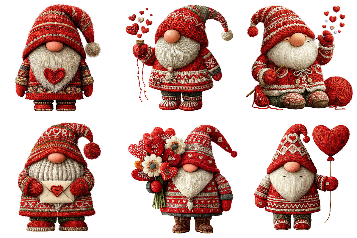 Valentine's Gnome Sublimation Clipar, an Illustration by Dream Creation (Photo 4 of 6)