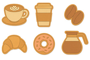 Autumn drinks and pastries icons set, an Illustration by Dvoevnore photos