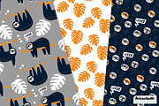 Sloth orange Digital Paper & Clipart, a Pattern Graphic by kaeselotti (Thumbnail 2 of 5)